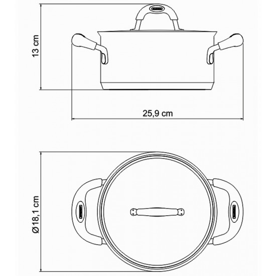 Caçarola 16cm 1,4 Litros Duo Silicone Aço Inox Tramontina Com Alças